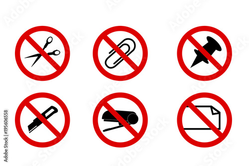 Do Not Cut, Scissor, Stappler, Clip, Pinned, Fold, Isolated on White
