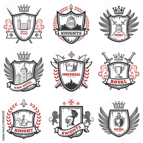 Medieval Knight Coats Of Arms Set