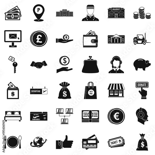 Cash motivation icons set, simple style