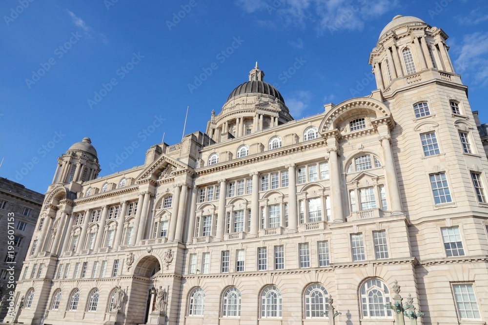 Port of Liverpool. Landmarks of Pier Head district in Liverpool.