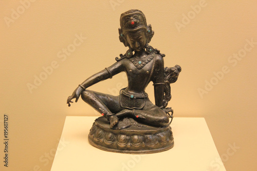 Indra Hindu God Statue. Indra is a Vedic Deity in Hinduism, a Guardian Deity in Buddhism, and the King of the Highest Heaven Called Saudharmakalpa in Jainism. Religious Hinduism Symbols Concept. photo