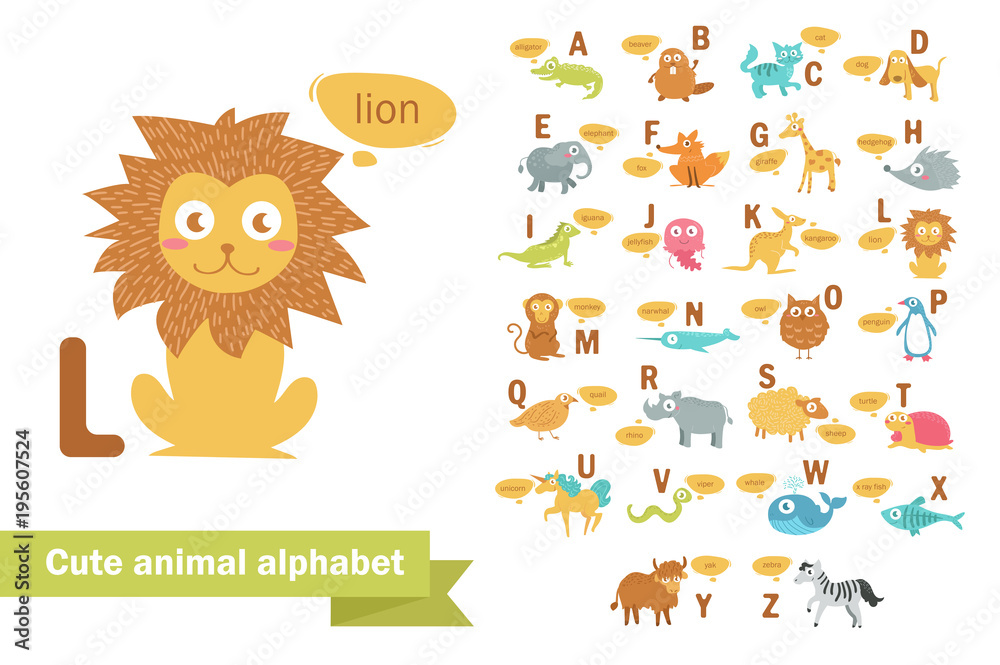 Naklejka premium Children's alphabet with animals