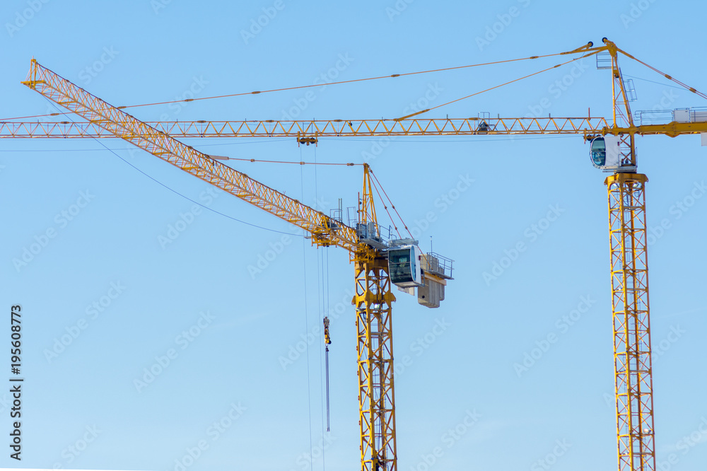 two tower cranes