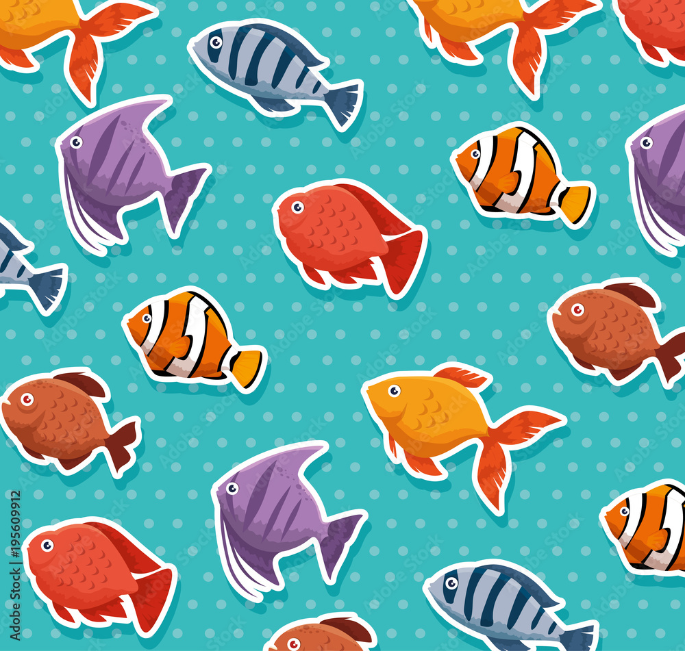 Naklejka premium set fish aquarium icon