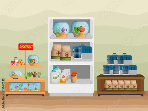 veterinary store shelvings set