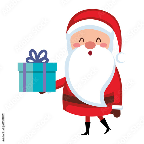 cute santa claus with gift comic character © Gstudio