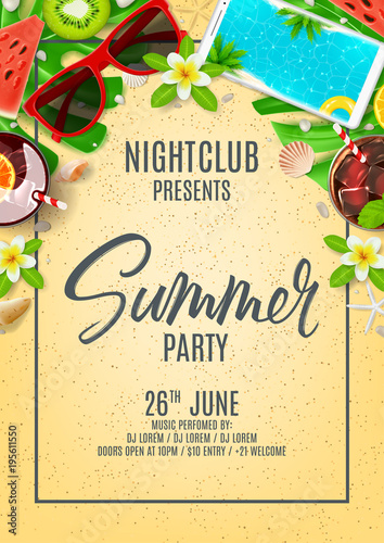 Poster invitation for summer party