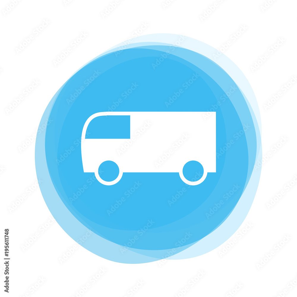 Weißer Lieferwagen auf hellblauem Button Weißer Lieferwagen auf hellblauem Button