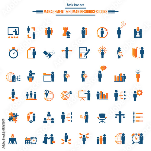 Universal business management and human resources icon set. Universal icons for web and mobile. Vector.