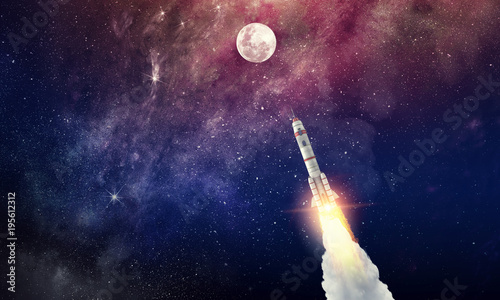 Obraz na płótnie Rocket in space. Mixed media