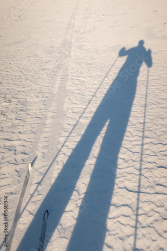 The shadow of a tour skier....