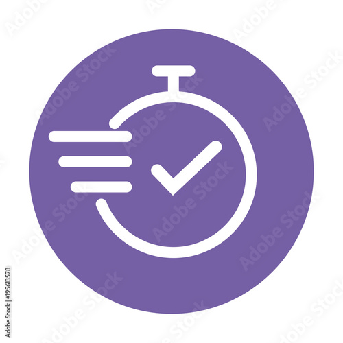 chronometer, fast time thin line icon, violet and white color, wach icon photo