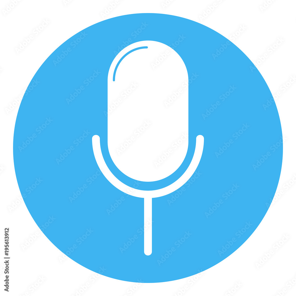 Microphone icon. Microphone button. Blue and white vector. Stock Vector |  Adobe Stock