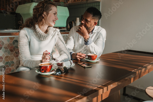 Couple on date in cafe