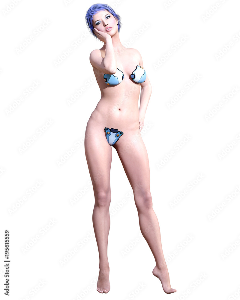 Tall sexy woman minimalist extravagant sexy metall lingerie.Thongs bra strap and panties.Conceptual fashion art.Seductive candid pose.3D render illustration.Studio, high key.Collection summer clothes Tall sexy woman minimalist extravagant sexy metall lingerie.Thongs bra strap and panties.Conceptual fashion art.Seductive candid pose.3D render illustration.Studio, high key.Collection summer clothes