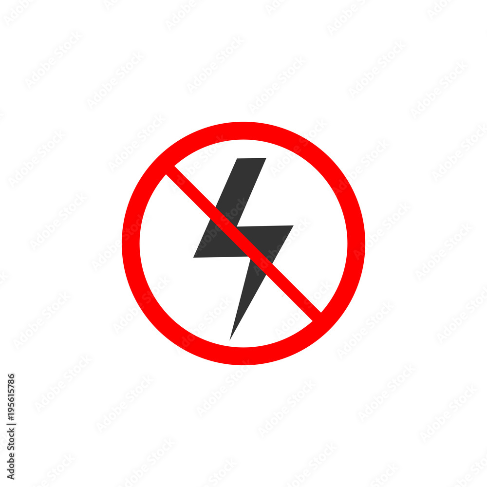 Lightning symbol. Photo sign. No Flash. Electric sign. Vector illustration. Flat design. Lightning symbol. Photo sign. No Flash. Electric sign. Vector illustration. Flat design.