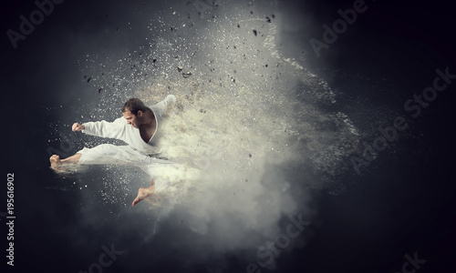 Fighter practising his art