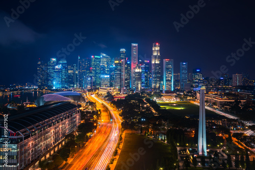 Sityscape of Singapore city on night time © anekoho