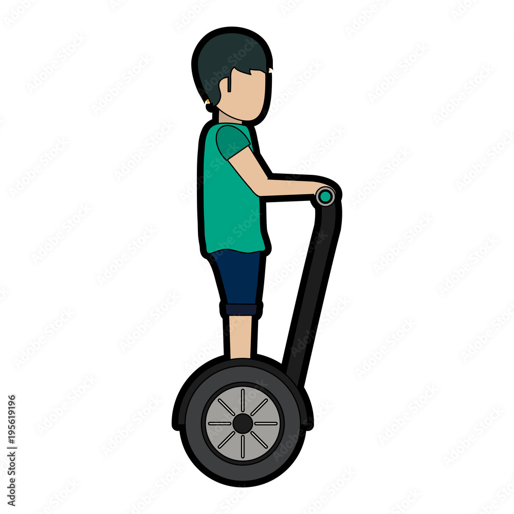 Man on two wheels electric scooter vector illustration graphic design Man on two wheels electric scooter vector illustration graphic design