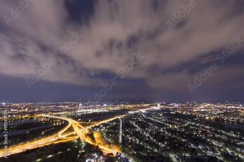 cityscape of Vienna city at night, aerial view. Austria © Ioan Panaite