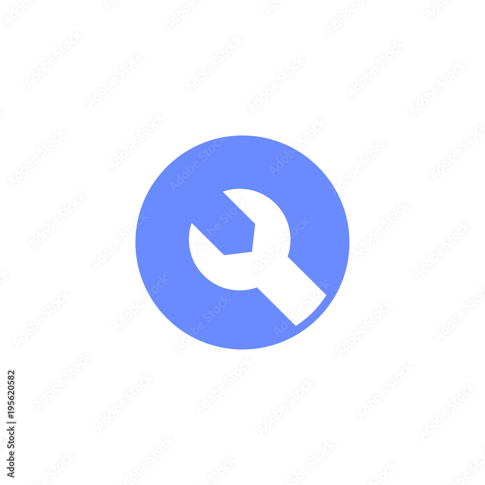blue and white round wrench icon blue and white round wrench icon