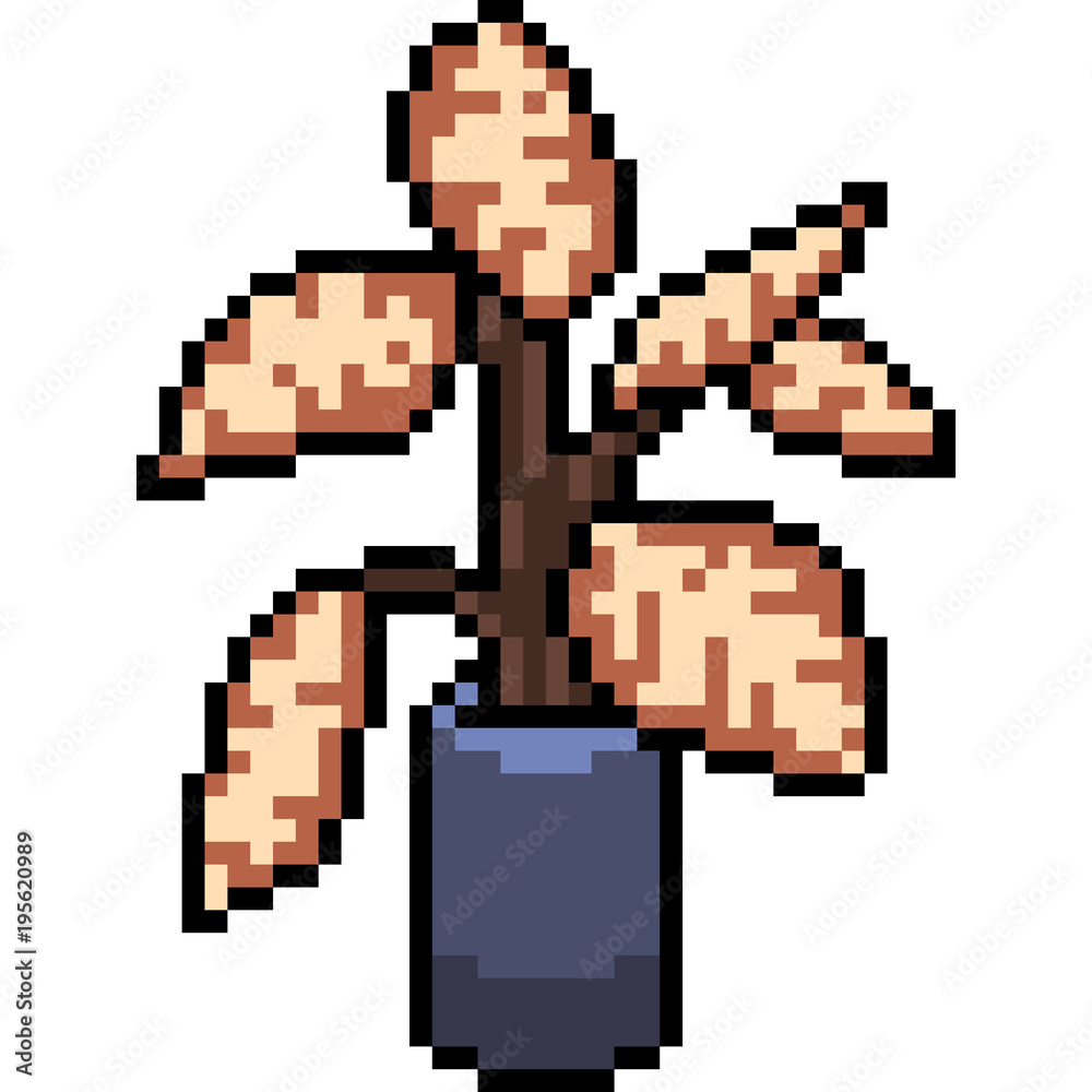 Obraz premium vector pixel art plant pot