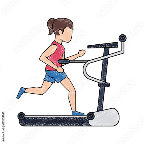 Walking machine gym equipment vector illustration graphic design