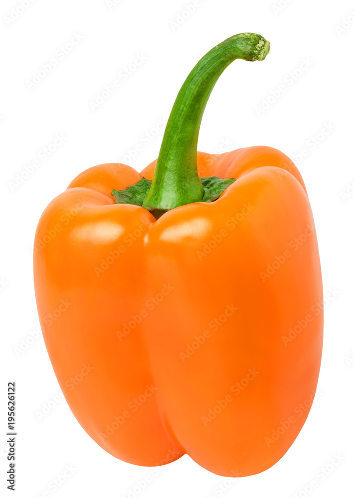 Ripe orange sweet bulgarian pepper for salad on white isolated background Ripe orange sweet bulgarian pepper for salad on white isolated background