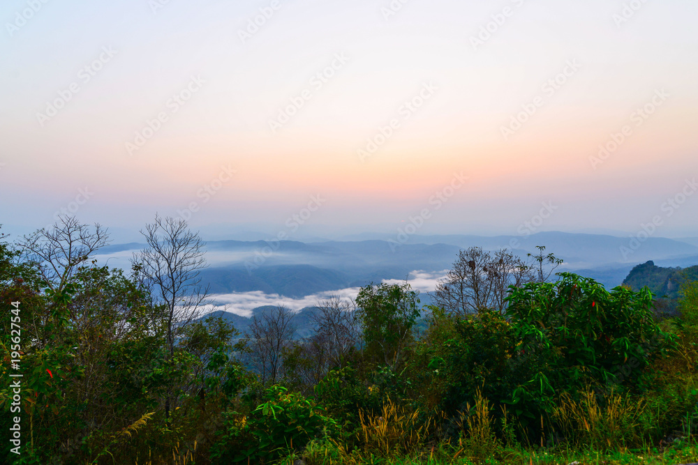 sunrise of Doi Samer Dao in Sri Nan National Park , Nan Province of Thailand