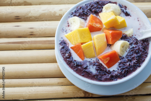 porridge made of black rice photo