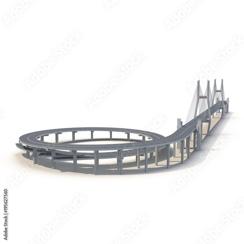 Fototapeta Naklejka Na Ścianę i Meble -  Nanpu Bridge on white. 3D illustration
