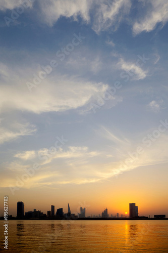 Bahrain skyline and beautiful cloud during sunrise