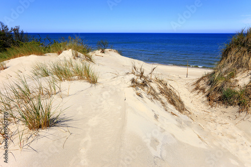 Grassy sand dunes and beach of Baltic Sea central shore near town of Rowy in Poland © Art Media Factory