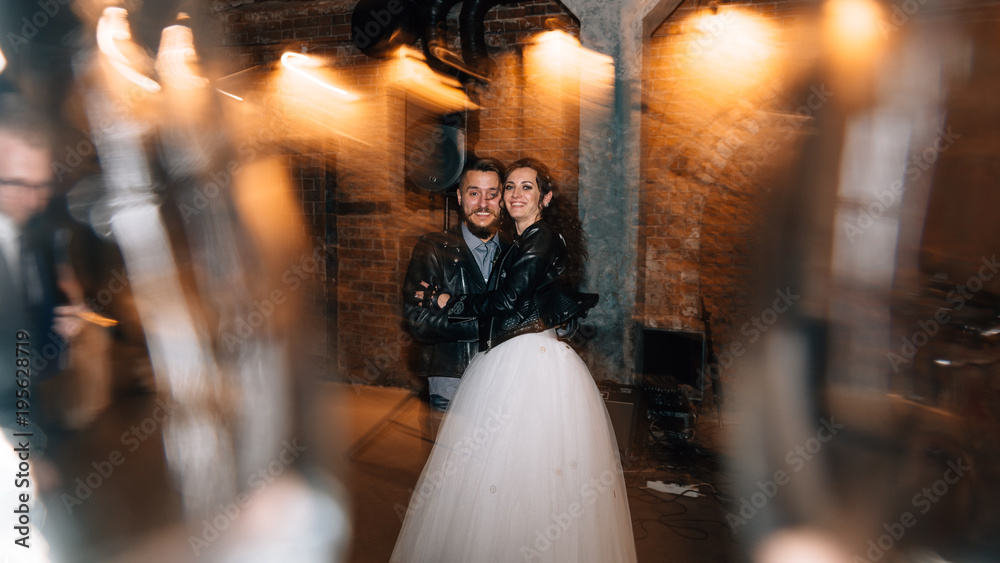 Wedding in the style of rock. Rocker or Biker wedding. Guys with stylish leather jackets. It's a rock'n'roll baby. Wedding in the style of rock. Rocker or Biker wedding. Guys with stylish leather jackets. It's a rock'n'roll baby.
