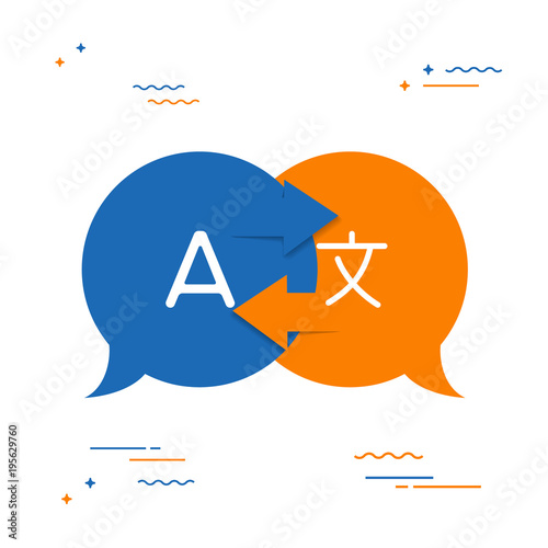 Chat bubble conversation translation concept