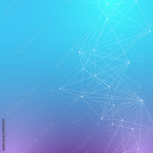 Geometric graphic background molecule and communication. Big data complex with compounds. Perspective backdrop. Minimal array Big data. Digital data visualization. Scientific illustration.