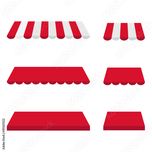 Awnings for shop set vector.