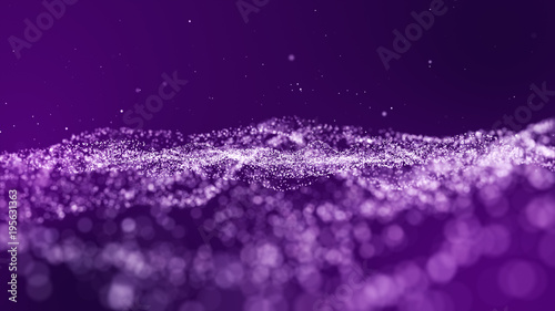 Dark purple and glow dust particle abstract background. photo