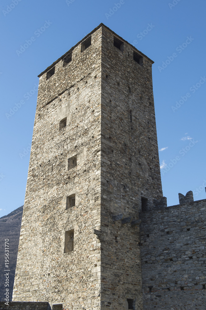 Turm des Castelgrande, Bellinzona, Tessin, Schweiz