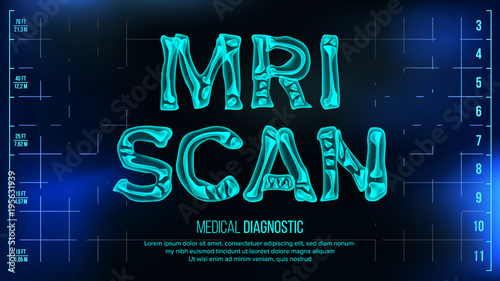 MRI Scan Banner Vector. Medical Background. Transparent Roentgen X-Ray Text With Bones. Radiology 3D Scan. Medical Health Typography. Futuristic Technology Illustration