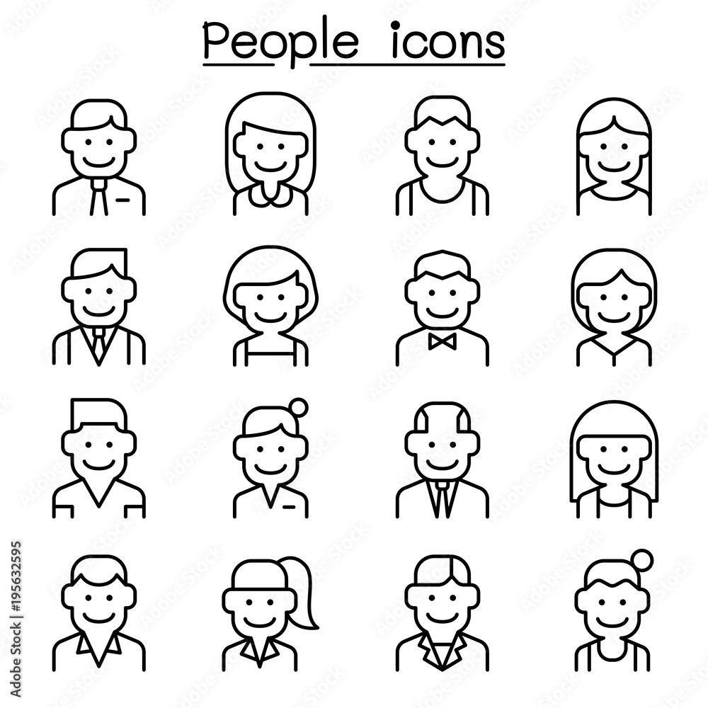 Career, Profession, Occupation & People icon set in thin line style Career, Profession, Occupation & People icon set in thin line style