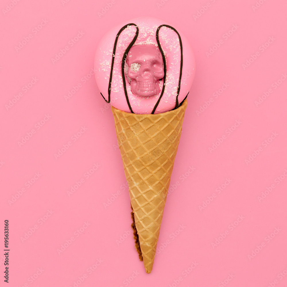 Donut Skull Ice Cream. Candy minimal art Donut Skull Ice Cream. Candy minimal art