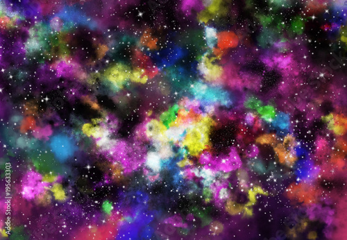Star field in galaxy space with nebulae, abstract watercolor digital art painting for texture background © jakkaje8082