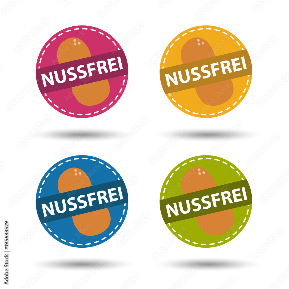 Nussfrei - Bunte Vektor Icons - Freigestellt auf weißem Hintergrund