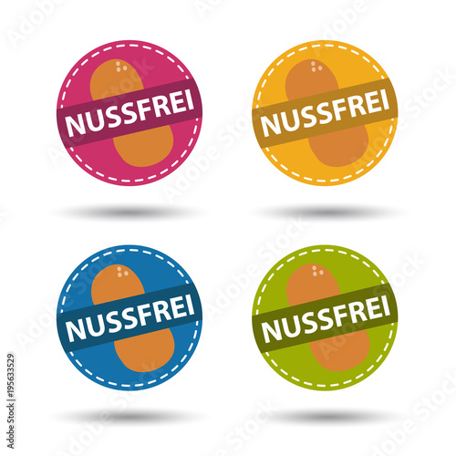 Nussfrei - Bunte Vektor Icons - Freigestellt auf weißem Hintergrund