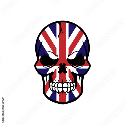 Skull With UK flag Vector © SharktaleStudio