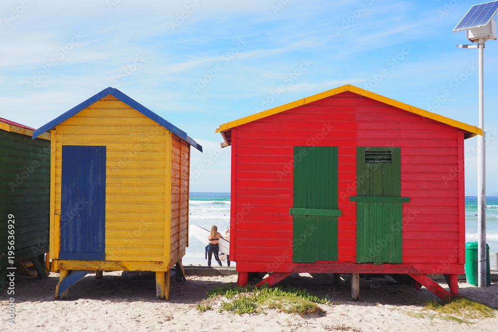 MUIZENBERG BEACH, CAPE TOWN, SOUTH AFRICA - 9 March 2018 : Muizenberg beach is a common morning surf spot for Capetonians. MUIZENBERG BEACH, CAPE TOWN, SOUTH AFRICA - 9 March 2018 : Muizenberg beach is a common morning surf spot for Capetonians.