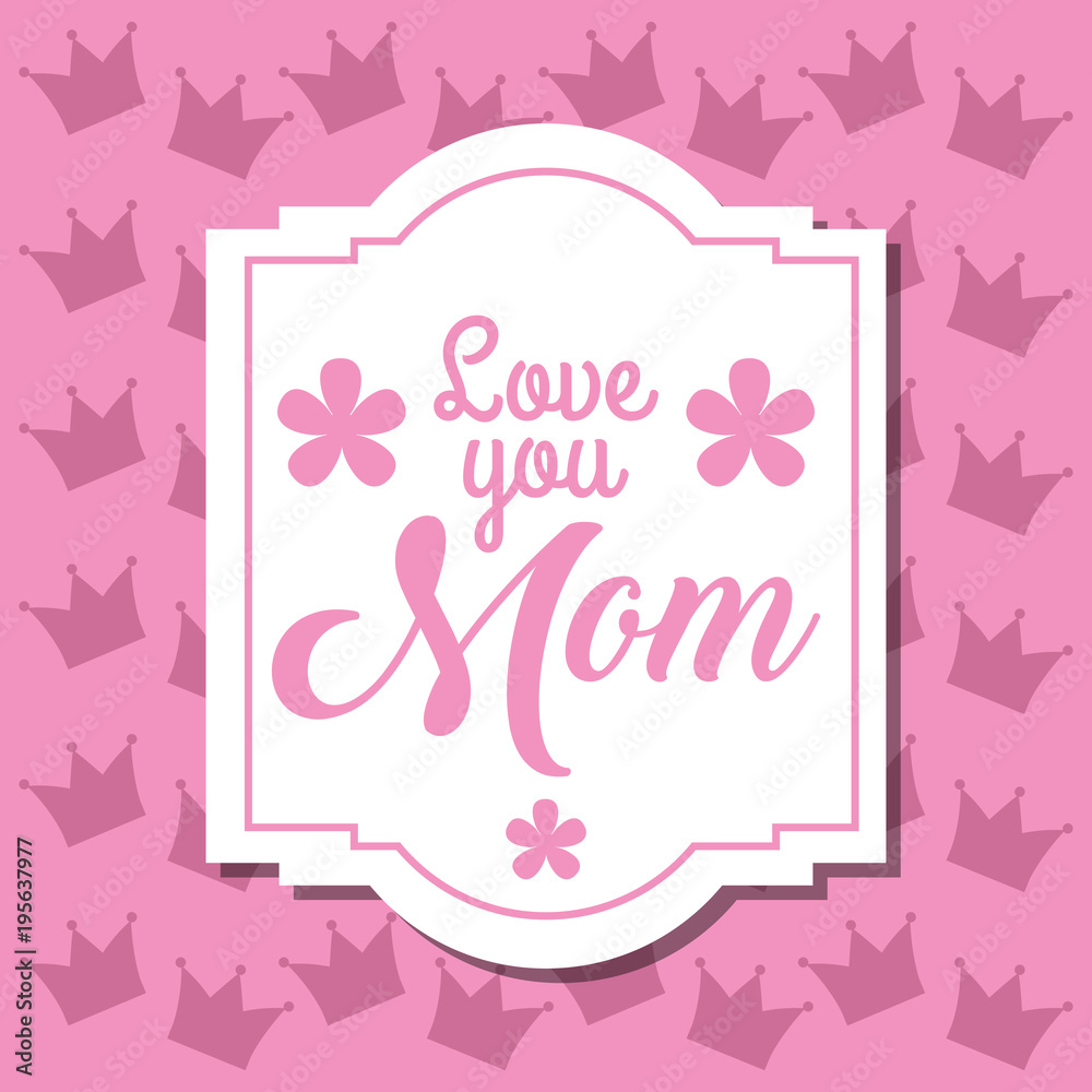 love mom label decoration - mothers day vector illustration