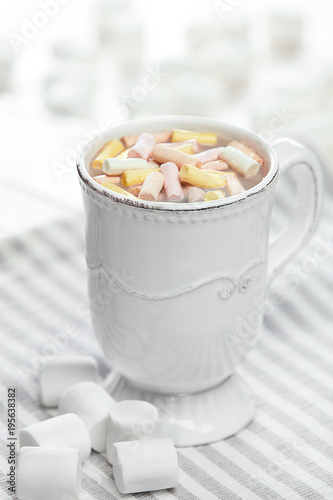Cup Of Cocoa And Marshmallow.