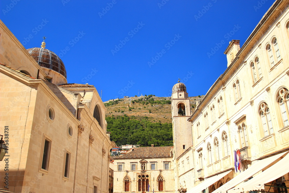 Dubrovnik old town, monumental buildings, World top touristic destination, Croatia 